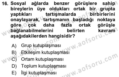 Temel Bilgi Teknolojileri 1 Dersi 2021 - 2022 Yılı Yaz Okulu Sınavı 16. Soru