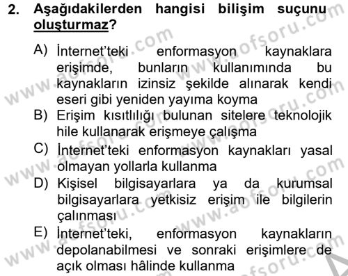 Temel Bilgi Teknolojileri 2 Dersi 2012 - 2013 Yılı (Vize) Ara Sınav Soruları 2. Soru