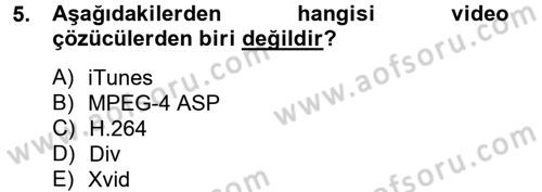Temel Bilgi Teknolojileri 2 Dersi 2012 - 2013 Yılı (Vize) Ara Sınav Soruları 5. Soru
