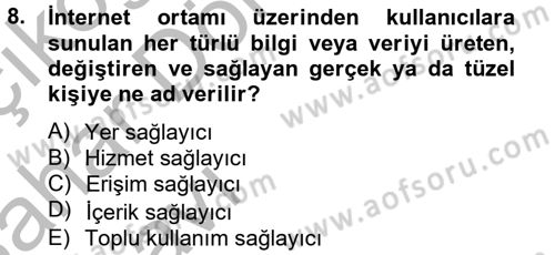 Temel Bilgi Teknolojileri 2 Dersi 2012 - 2013 Yılı (Vize) Ara Sınav Soruları 8. Soru