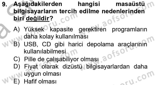 Temel Bilgi Teknolojileri 2 Dersi 2012 - 2013 Yılı (Vize) Ara Sınav Soruları 9. Soru