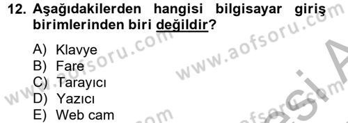 Temel Bilgi Teknolojileri 2 Dersi 2012 - 2013 Yılı (Final) Dönem Sonu Sınav Soruları 12. Soru