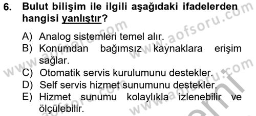 Temel Bilgi Teknolojileri 2 Dersi 2012 - 2013 Yılı (Final) Dönem Sonu Sınav Soruları 6. Soru