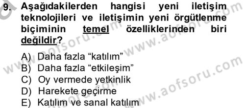Temel Bilgi Teknolojileri 2 Dersi 2013 - 2014 Yılı (Vize) Ara Sınav Soruları 9. Soru
