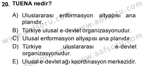 Temel Bilgi Teknolojileri 2 Dersi 2014 - 2015 Yılı (Final) Dönem Sonu Sınav Soruları 20. Soru