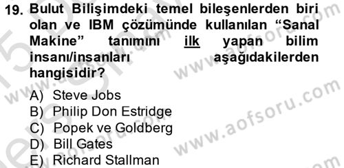 Temel Bilgi Teknolojileri 2 Dersi 2014 - 2015 Yılı Tek Ders Sınavı 19. Soru
