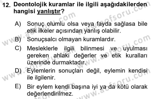 Temel Bilgi Teknolojileri 2 Dersi 2015 - 2016 Yılı (Vize) Ara Sınav Soruları 12. Soru
