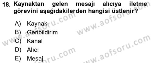 Temel Bilgi Teknolojileri 2 Dersi 2016 - 2017 Yılı (Vize) Ara Sınav Soruları 18. Soru