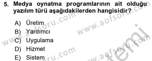 Temel Bilgi Teknolojileri 2 Dersi 2016 - 2017 Yılı (Vize) Ara Sınav Soruları 5. Soru