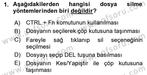 Temel Bilgi Teknolojileri 2 Dersi 2017 - 2018 Yılı (Vize) Ara Sınav Soruları 1. Soru
