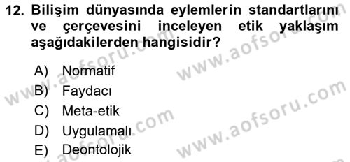 Temel Bilgi Teknolojileri 2 Dersi 2017 - 2018 Yılı (Vize) Ara Sınav Soruları 12. Soru