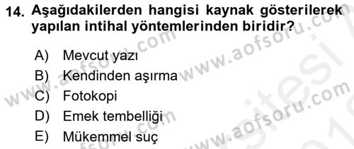 Temel Bilgi Teknolojileri 2 Dersi 2017 - 2018 Yılı (Vize) Ara Sınav Soruları 14. Soru