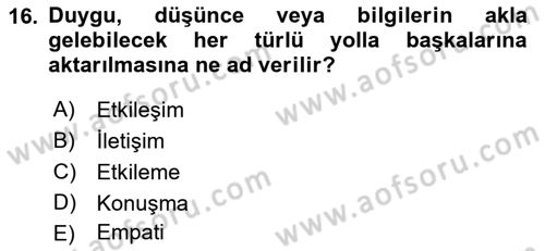 Temel Bilgi Teknolojileri 2 Dersi 2017 - 2018 Yılı (Vize) Ara Sınav Soruları 16. Soru