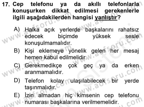 Temel Bilgi Teknolojileri 2 Dersi 2017 - 2018 Yılı (Vize) Ara Sınav Soruları 17. Soru