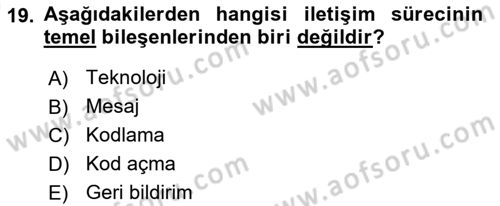 Temel Bilgi Teknolojileri 2 Dersi 2017 - 2018 Yılı (Vize) Ara Sınav Soruları 19. Soru
