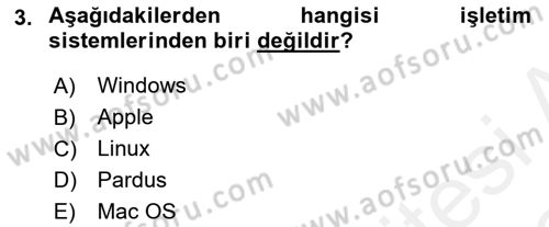 Temel Bilgi Teknolojileri 2 Dersi 2017 - 2018 Yılı (Vize) Ara Sınav Soruları 3. Soru