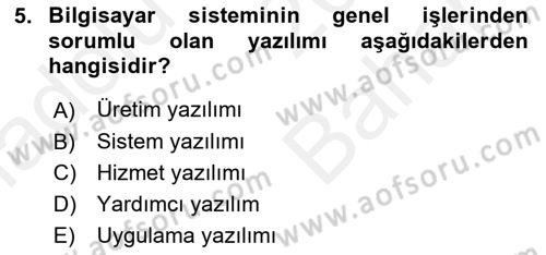 Temel Bilgi Teknolojileri 2 Dersi 2017 - 2018 Yılı (Vize) Ara Sınav Soruları 5. Soru