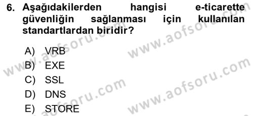 Temel Bilgi Teknolojileri 2 Dersi 2017 - 2018 Yılı (Vize) Ara Sınav Soruları 6. Soru