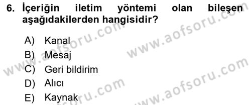Temel Bilgi Teknolojileri 2 Dersi 2017 - 2018 Yılı (Final) Dönem Sonu Sınav Soruları 6. Soru