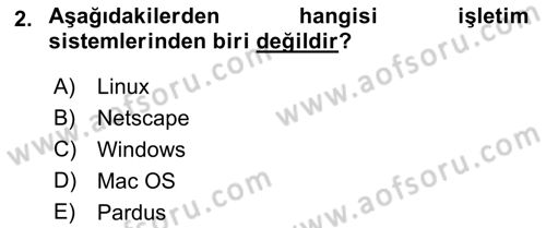 Temel Bilgi Teknolojileri 2 Dersi 2018 - 2019 Yılı (Vize) Ara Sınav Soruları 2. Soru