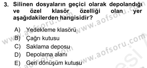 Temel Bilgi Teknolojileri 2 Dersi 2018 - 2019 Yılı (Vize) Ara Sınav Soruları 3. Soru