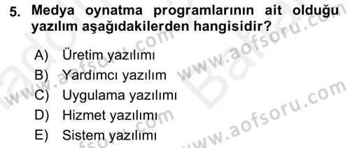Temel Bilgi Teknolojileri 2 Dersi 2018 - 2019 Yılı (Vize) Ara Sınav Soruları 5. Soru