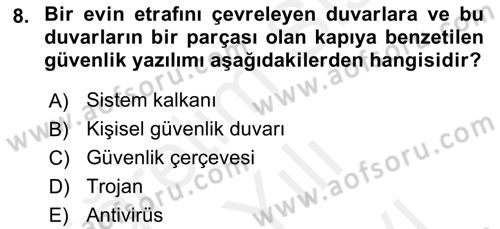 Temel Bilgi Teknolojileri 2 Dersi 2018 - 2019 Yılı (Vize) Ara Sınav Soruları 8. Soru