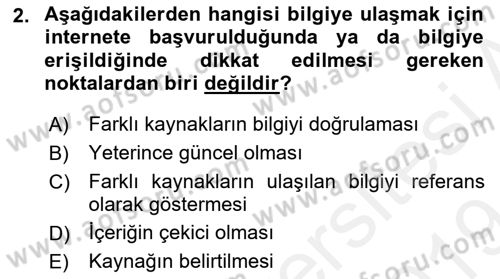 Temel Bilgi Teknolojileri 2 Dersi 2018 - 2019 Yılı (Final) Dönem Sonu Sınav Soruları 2. Soru