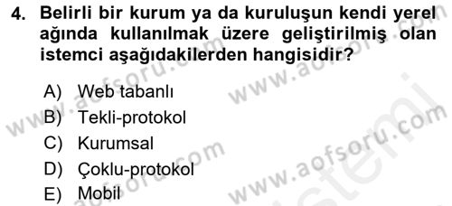 Temel Bilgi Teknolojileri 2 Dersi 2018 - 2019 Yılı (Final) Dönem Sonu Sınav Soruları 4. Soru