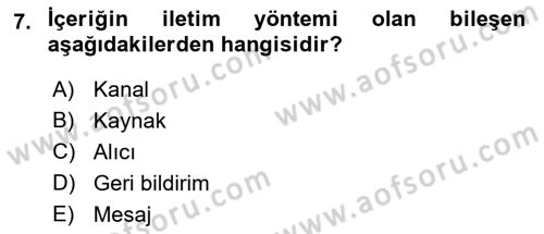 Temel Bilgi Teknolojileri 2 Dersi 2018 - 2019 Yılı (Final) Dönem Sonu Sınav Soruları 7. Soru