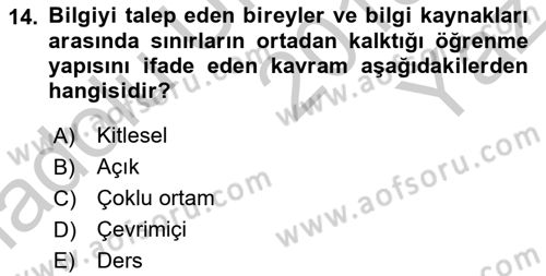 Temel Bilgi Teknolojileri 2 Dersi 2018 - 2019 Yılı Yaz Okulu Sınav Soruları 14. Soru