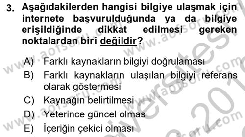 Temel Bilgi Teknolojileri 2 Dersi 2018 - 2019 Yılı Yaz Okulu Sınav Soruları 3. Soru