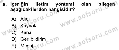 Temel Bilgi Teknolojileri 2 Dersi 2018 - 2019 Yılı Yaz Okulu Sınav Soruları 9. Soru