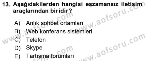 Temel Bilgi Teknolojileri 2 Dersi 2020 - 2021 Yılı Yaz Okulu Sınavı 13. Soru