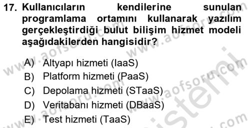 Temel Bilgi Teknolojileri 2 Dersi 2020 - 2021 Yılı Yaz Okulu Sınav Soruları 17. Soru