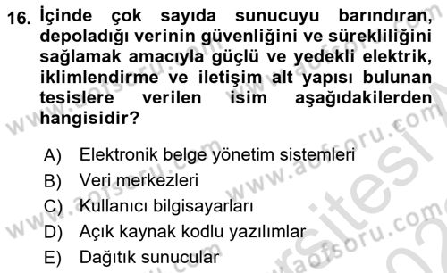 Temel Bilgi Teknolojileri 2 Dersi 2021 - 2022 Yılı Yaz Okulu Sınav Soruları 16. Soru