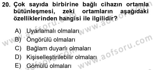 Temel Bilgi Teknolojileri 2 Dersi 2021 - 2022 Yılı Yaz Okulu Sınav Soruları 20. Soru