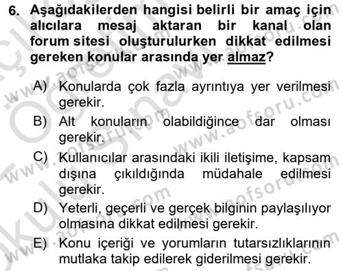Temel Bilgi Teknolojileri 2 Dersi 2021 - 2022 Yılı Yaz Okulu Sınav Soruları 6. Soru