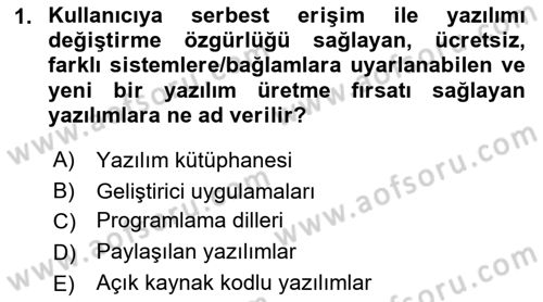 Temel Bilgi Teknolojileri 2 Dersi 2022 - 2023 Yılı Yaz Okulu Sınavı 1. Soru