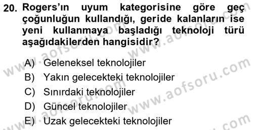 Temel Bilgi Teknolojileri 2 Dersi 2023 - 2024 Yılı Yaz Okulu Sınav Soruları 20. Soru