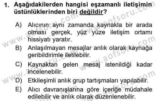 Temel Bilgi Teknolojileri 2 Dersi 2024 - 2025 Yılı (Vize) Ara Sınav Soruları 1. Soru