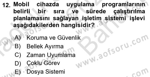 Temel Bilgi Teknolojileri 2 Dersi 2024 - 2025 Yılı (Vize) Ara Sınav Soruları 12. Soru