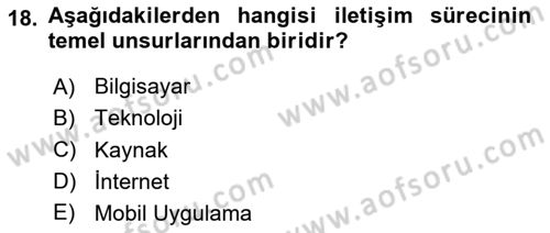 Temel Bilgi Teknolojileri 2 Dersi 2024 - 2025 Yılı (Vize) Ara Sınav Soruları 18. Soru