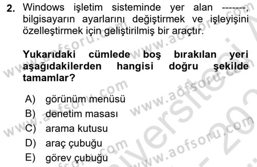 Temel Bilgi Teknolojileri 2 Dersi 2024 - 2025 Yılı (Vize) Ara Sınav Soruları 2. Soru