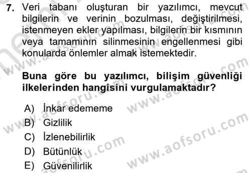 Temel Bilgi Teknolojileri 2 Dersi 2024 - 2025 Yılı (Vize) Ara Sınav Soruları 7. Soru