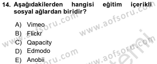 Temel Bilgi Teknolojileri 2 Dersi 2024 - 2025 Yılı (Final) Dönem Sonu Sınav Soruları 14. Soru