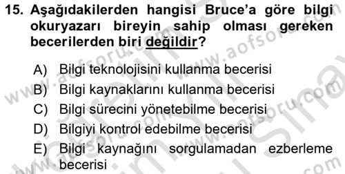 Temel Bilgi Teknolojileri 2 Dersi 2024 - 2025 Yılı (Final) Dönem Sonu Sınav Soruları 15. Soru