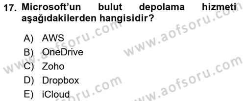 Temel Bilgi Teknolojileri 2 Dersi 2024 - 2025 Yılı (Final) Dönem Sonu Sınav Soruları 17. Soru