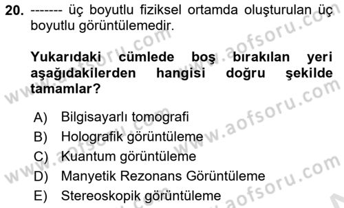 Temel Bilgi Teknolojileri 2 Dersi 2024 - 2025 Yılı (Final) Dönem Sonu Sınav Soruları 20. Soru