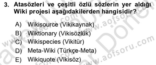Temel Bilgi Teknolojileri 2 Dersi 2024 - 2025 Yılı (Final) Dönem Sonu Sınav Soruları 3. Soru